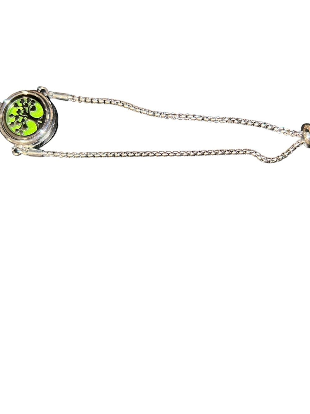Silver Chain Necklace with Green Tree Pendant - Picture 1 of 2